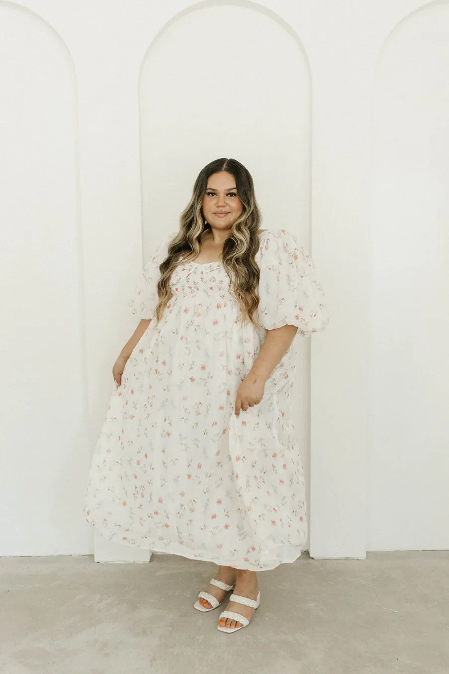 Clearance Worth Collective Harlow Maxi Dress in Tiny Pink Floral - Bump Friendly & Inclusive Sizi