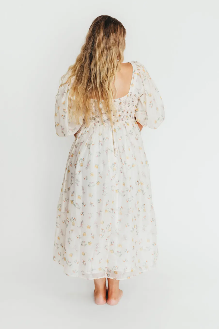 Fashion Worth Collective Harlow Maxi Dress in Tiny Yellow Floral - Bump Friendly & Inclusive Si