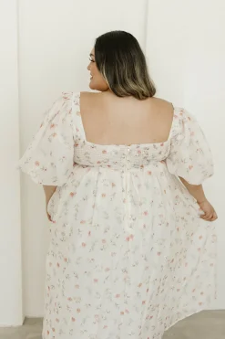 Clearance Worth Collective Harlow Maxi Dress in Tiny Pink Floral - Bump Friendly & Inclusive Sizi
