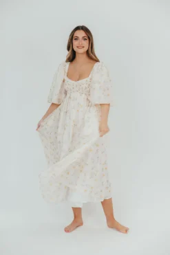 Fashion Worth Collective Harlow Maxi Dress in Tiny Yellow Floral - Bump Friendly & Inclusive Si