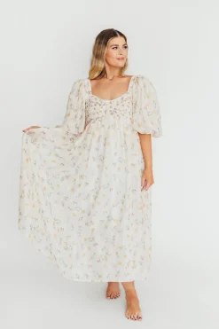 Fashion Worth Collective Harlow Maxi Dress in Tiny Yellow Floral - Bump Friendly & Inclusive Si