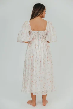 Clearance Worth Collective Harlow Maxi Dress in Tiny Pink Floral - Bump Friendly & Inclusive Sizi