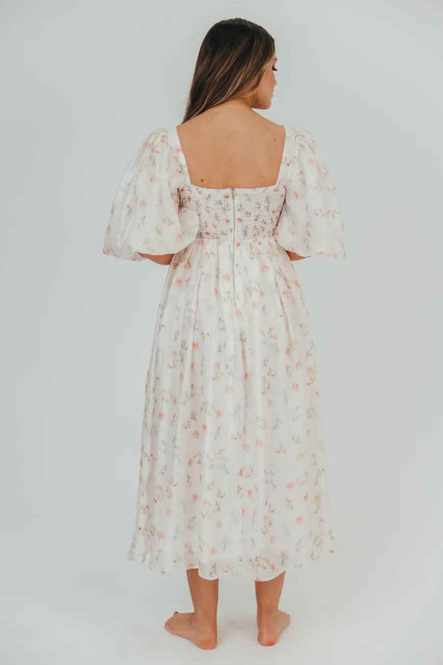 Clearance Worth Collective Harlow Maxi Dress in Tiny Pink Floral - Bump Friendly & Inclusive Sizi