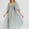 Outlet Worth Collective Harlow Maxi Dress in Turquoise Floral - Bump Friendly & Inclusive Sizi