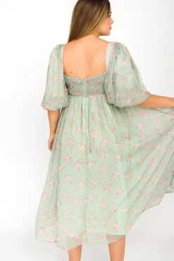 Outlet Worth Collective Harlow Maxi Dress in Turquoise Floral - Bump Friendly & Inclusive Sizi