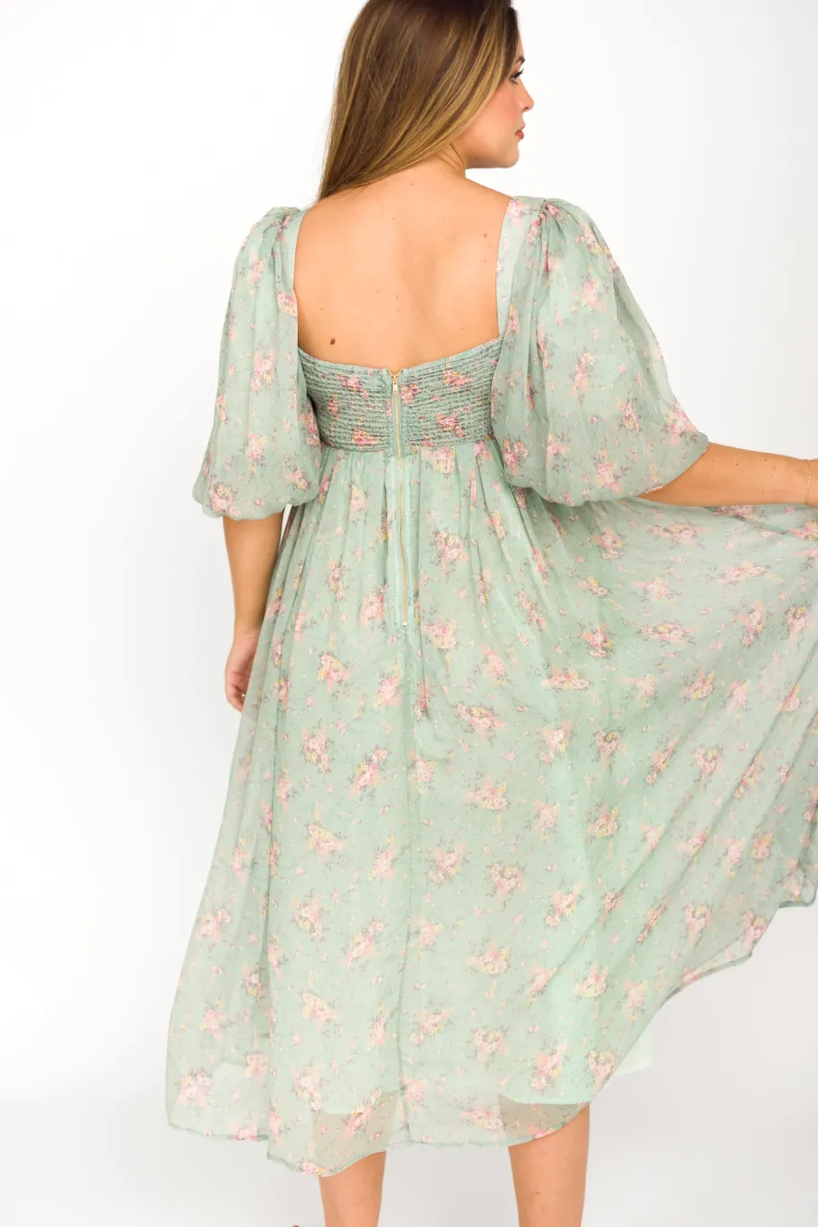 Outlet Worth Collective Harlow Maxi Dress in Turquoise Floral - Bump Friendly & Inclusive Sizi