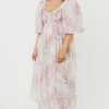 Fashion Worth Collective Harlow Midi Dress in Light Pink Floral - Bump Friendly & Inclusive Siz