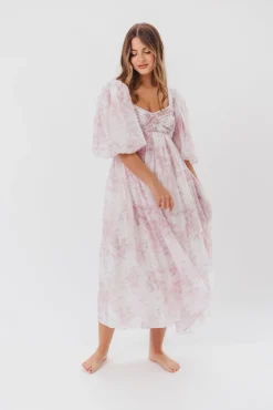 Fashion Worth Collective Harlow Midi Dress in Light Pink Floral - Bump Friendly & Inclusive Siz