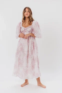 Fashion Worth Collective Harlow Midi Dress in Light Pink Floral - Bump Friendly & Inclusive Siz