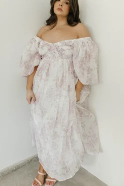 Fashion Worth Collective Harlow Midi Dress in Light Pink Floral - Bump Friendly & Inclusive Siz