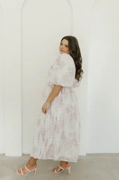 Fashion Worth Collective Harlow Midi Dress in Light Pink Floral - Bump Friendly & Inclusive Siz