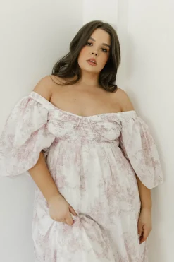 Fashion Worth Collective Harlow Midi Dress in Light Pink Floral - Bump Friendly & Inclusive Siz