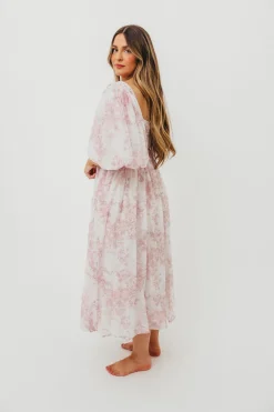 Fashion Worth Collective Harlow Midi Dress in Light Pink Floral - Bump Friendly & Inclusive Siz