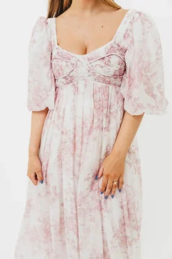 Fashion Worth Collective Harlow Midi Dress in Light Pink Floral - Bump Friendly & Inclusive Siz