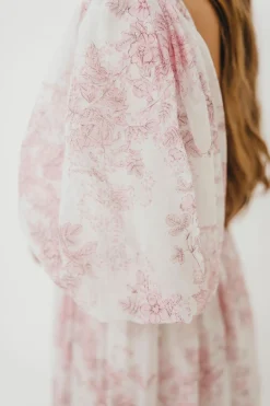 Fashion Worth Collective Harlow Midi Dress in Light Pink Floral - Bump Friendly & Inclusive Siz