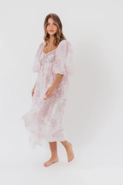 Fashion Worth Collective Harlow Midi Dress in Light Pink Floral - Bump Friendly & Inclusive Siz