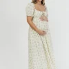 Outlet Worth Collective Haven 100% Cotton Tie-Front Maxi Dress in Orange/Green Floral - Bump F