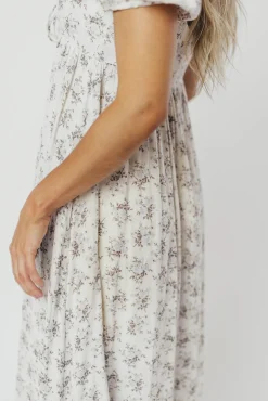 Hot Worth Collective Haven 100% Cotton Tie-Front Maxi Dress in Blue/Brown Floral - Bump Fri