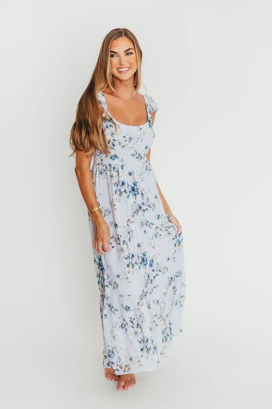 Best Worth Collective Hazel Open Tie Back Maxi Dress In Purple
