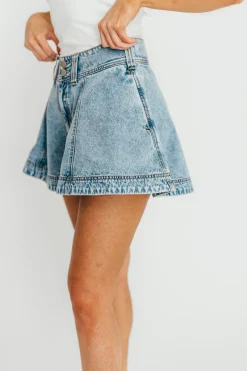 Best Worth Collective Helena Washed Denim Skort