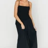 Best Worth Collective Henley Bubble Hem Midi Dress in Black