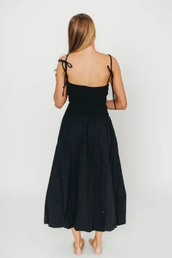 Best Worth Collective Henley Bubble Hem Midi Dress in Black