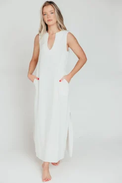 Fashion Worth Collective How Sweet It Is Sleeveless Linen-Blend Maxi in Ivory - Bump Friendly