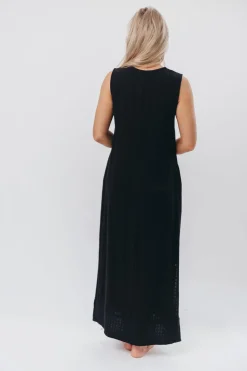 New Worth Collective How Sweet It Is Sleeveless Linen-Blend Maxi in Black - Bump Friendly