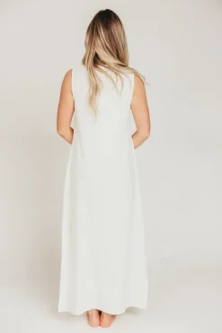 Fashion Worth Collective How Sweet It Is Sleeveless Linen-Blend Maxi in Ivory - Bump Friendly