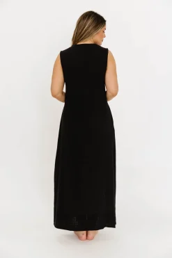 New Worth Collective How Sweet It Is Sleeveless Linen-Blend Maxi in Black - Bump Friendly