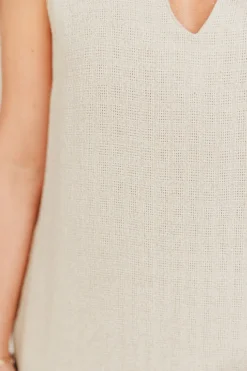 New Worth Collective How Sweet It Is Sleeveless Linen-Blend Maxi in Sand - Bump Friendly