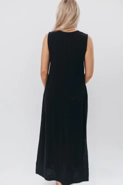 New Worth Collective How Sweet It Is Sleeveless Linen-Blend Maxi in Black - Bump Friendly