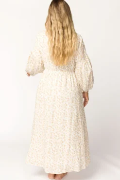 Sale Worth Collective Hunter 100% Cotton Gauze Midi Dress in Natural/Fawn Floral - Bump Frie