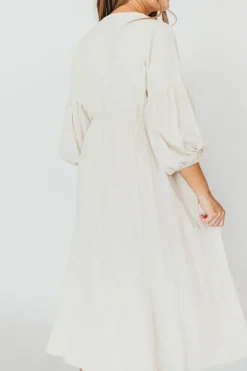 Hot Worth Collective Hunter 100% Cotton Gauze Midi Dress in Soy - Bump Friendly