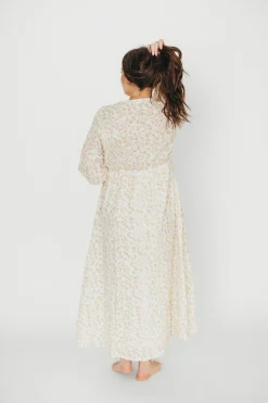 Sale Worth Collective Hunter 100% Cotton Gauze Midi Dress in Natural/Fawn Floral - Bump Frie