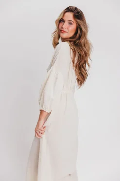Hot Worth Collective Hunter 100% Cotton Gauze Midi Dress in Soy - Bump Friendly