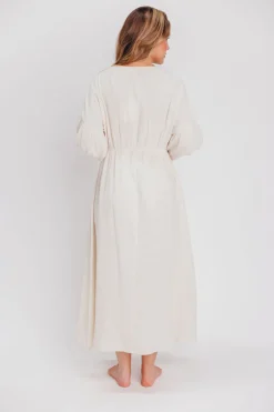 Hot Worth Collective Hunter 100% Cotton Gauze Midi Dress in Soy - Bump Friendly
