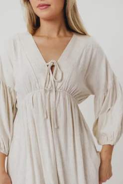 Best Worth Collective Hunter Linen-Blend Midi Dress in Greige - Bump Friendly and Inclusive