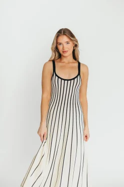 Fashion Worth Collective Irecia Sweater Maxi Dress in Black/Cream