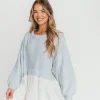 Sale Worth Collective Isabella Combination Mini Dress in Light Blue/White