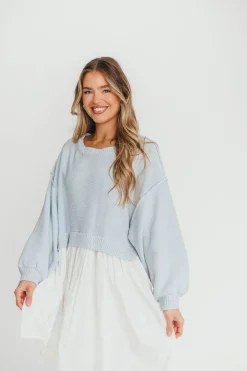 Sale Worth Collective Isabella Combination Mini Dress in Light Blue/White