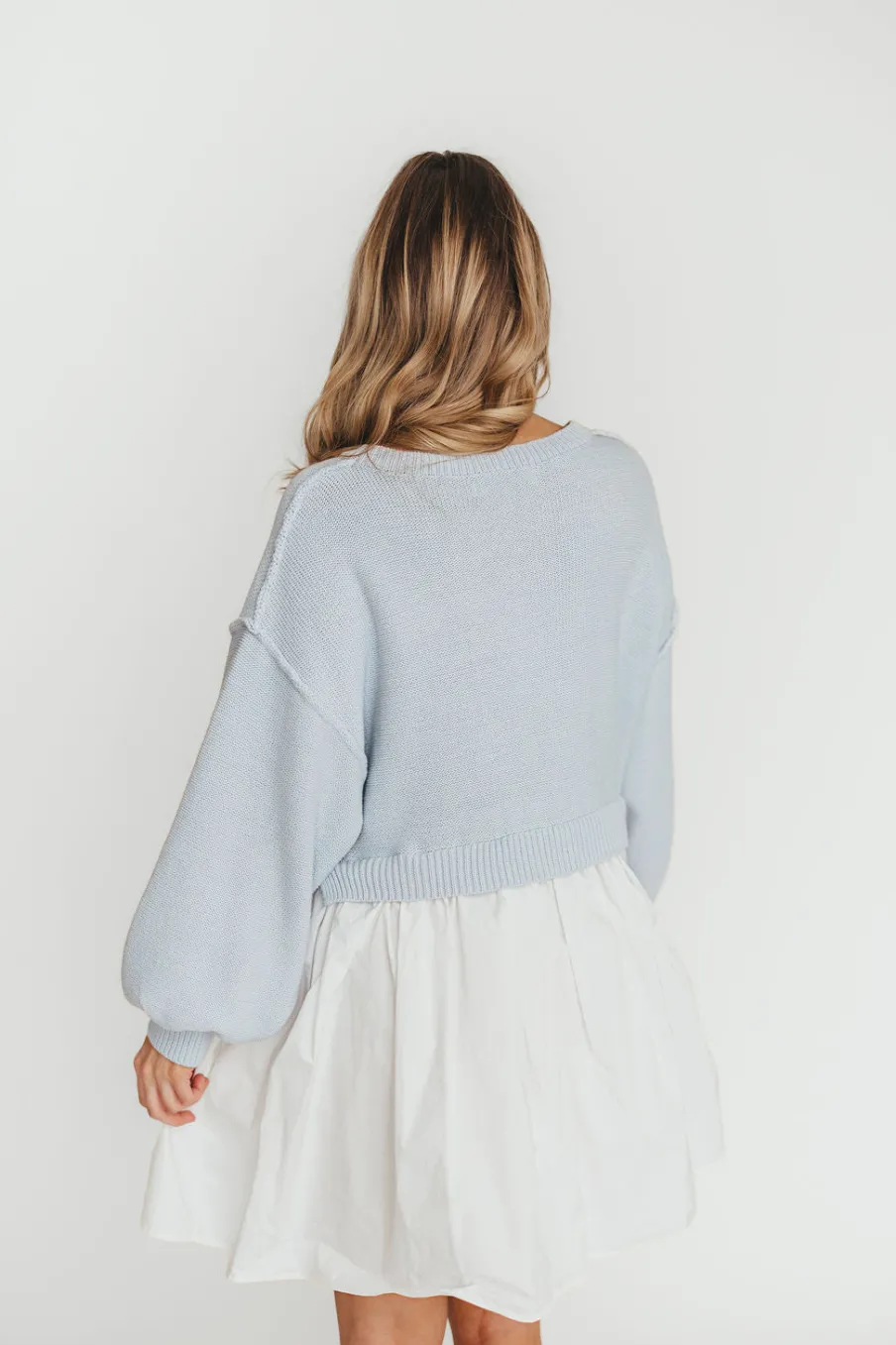 Sale Worth Collective Isabella Combination Mini Dress in Light Blue/White