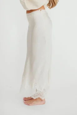 Fashion Worth Collective Isabelle French Lace Midi Skirt in Ivory