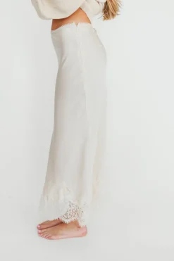 Fashion Worth Collective Isabelle French Lace Midi Skirt in Ivory