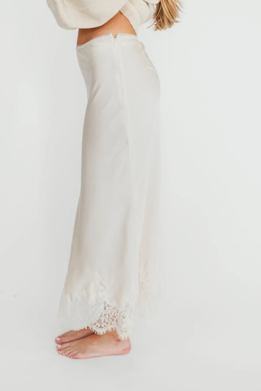 Fashion Worth Collective Isabelle French Lace Midi Skirt in Ivory