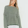 Online Worth Collective Ivy Striped Sweater in Hunter/Cream