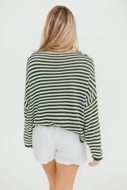 Online Worth Collective Ivy Striped Sweater in Hunter/Cream