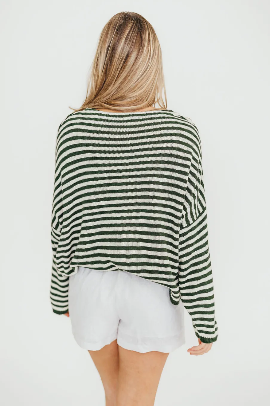 Online Worth Collective Ivy Striped Sweater in Hunter/Cream