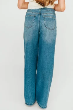Outlet Worth Collective Jade Drawstring Wide Leg Jean in Baltic