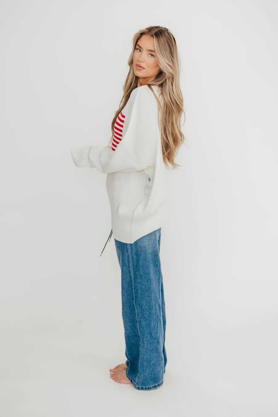 Outlet Worth Collective Jade Drawstring Wide Leg Jean in Baltic